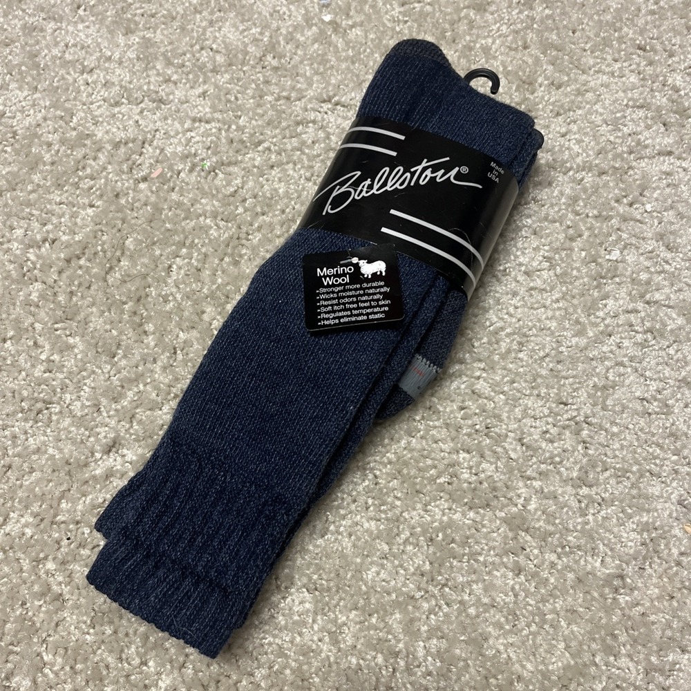 Ballston 70% MERINO Wool Size Large Men's 8-12 Womens 10-12 Blue Socks Nester